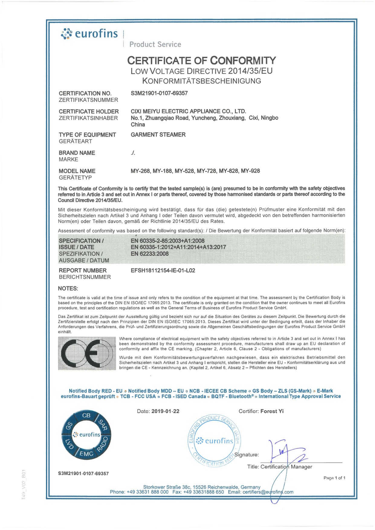 LVD-certificaat S3M21901-0107-69357_LVD CoC LVD-certificaat S3M21901-0107-69357_LVD CoC